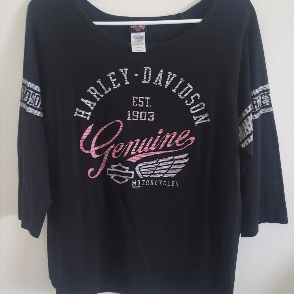 Harley-Davidson Black and Pink Graphic Tee
